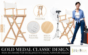 Director Movie Folding Tall Chair 76cm Beech WOOD HUMOR V274-FT-6015DC-WD