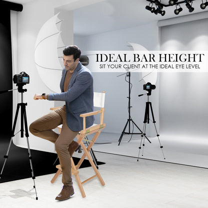 Director Movie Folding Tall Chair 76cm Beech WOOD HUMOR V274-FT-6015DC-WD