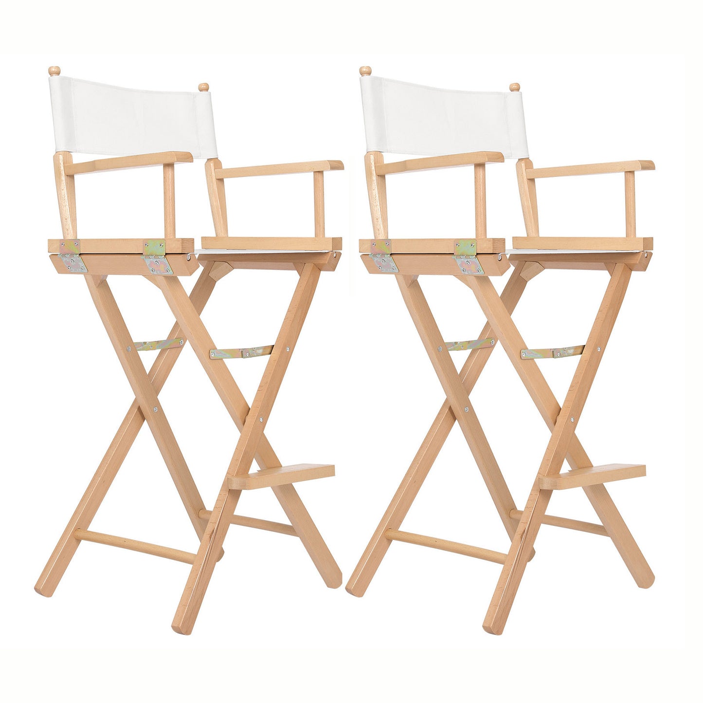 2X Director Movie Folding Tall Chair 76cm Beech WOOD HUMOR V274-FT-6015DC-WD2