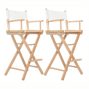 2X Director Movie Folding Tall Chair 76cm Beech WOOD HUMOR V274-FT-6015DC-WD2