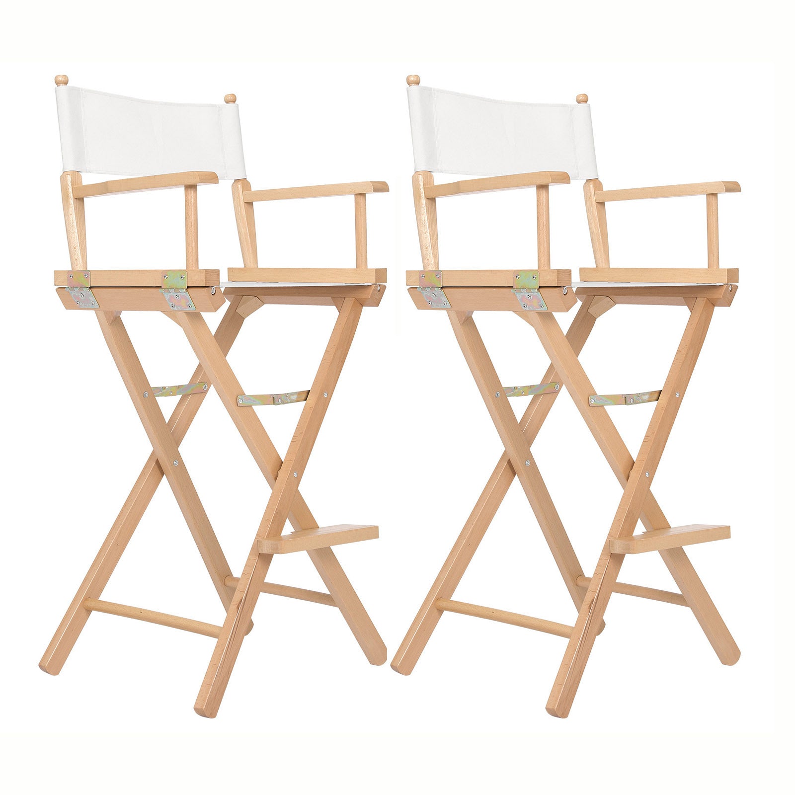 2X Director Movie Folding Tall Chair 76cm Beech WOOD HUMOR V274-FT-6015DC-WD2
