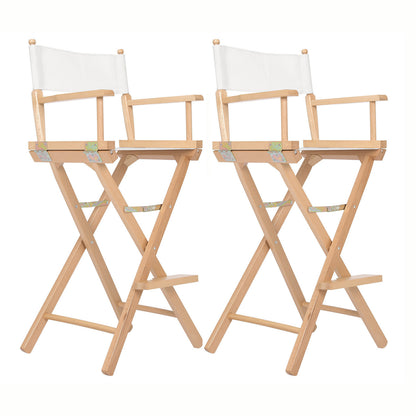 2X Director Movie Folding Tall Chair 76cm Beech WOOD HUMOR V274-FT-6015DC-WD2
