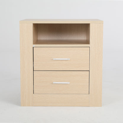 2X Bedside Table Side Storage Cabinet Nightstand Bedroom 2 Drawer 1 Shelf ZURI OAK V274-FT-BEDT-2DD07-WD2