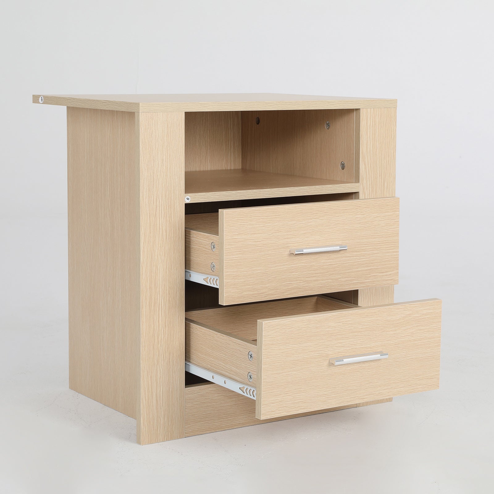 2X Bedside Table Side Storage Cabinet Nightstand Bedroom 2 Drawer 1 Shelf ZURI OAK V274-FT-BEDT-2DD07-WD2