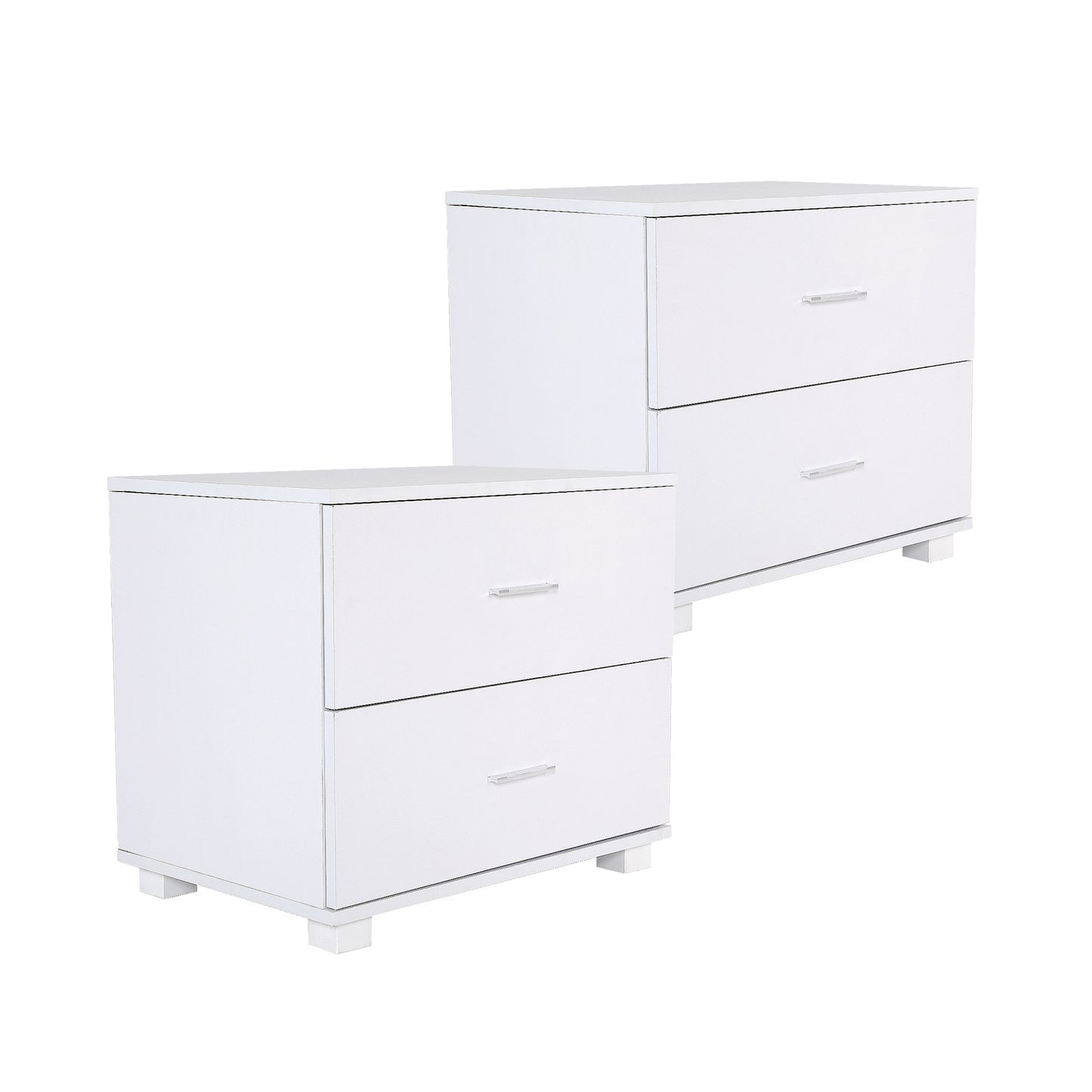 2X Bedside Table Side Storage Cabinet Nightstand Bedroom 2 Drawer Legs ETTA WHITE V274-FT-BEDT-2DD08-WH2