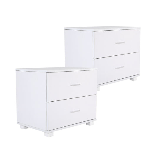 2X Bedside Table Side Storage Cabinet Nightstand Bedroom 2 Drawer Legs ETTA WHITE V274-FT-BEDT-2DD08-WH2