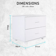 2X Bedside Table Side Storage Cabinet Nightstand Bedroom 2 Drawer Legs ETTA WHITE V274-FT-BEDT-2DD08-WH2