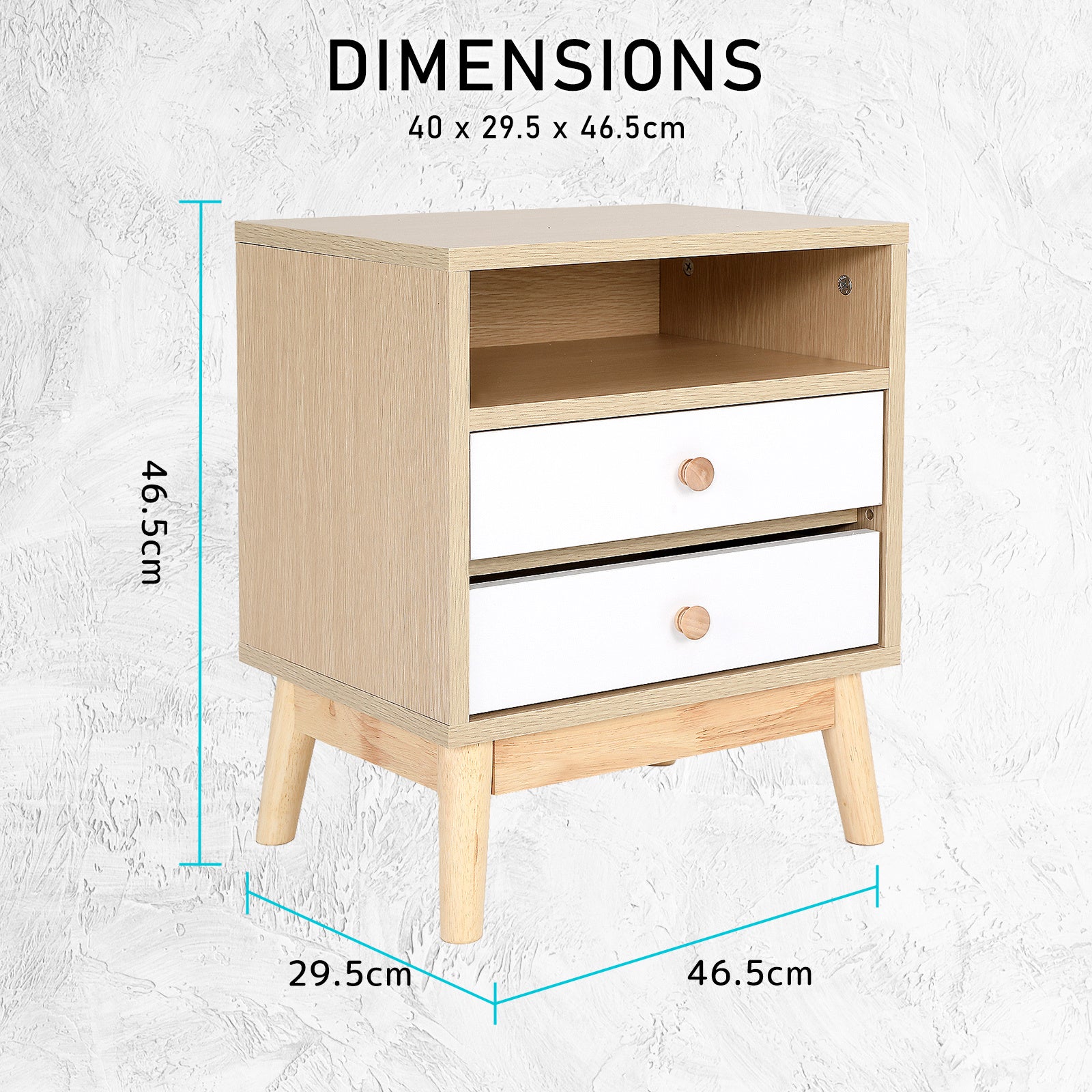 2X Bedside Table Side Storage Cabinet Nightstand Bedroom 2 Drawer ANYA OAK V274-FT-BEDT-2DD11-WD2