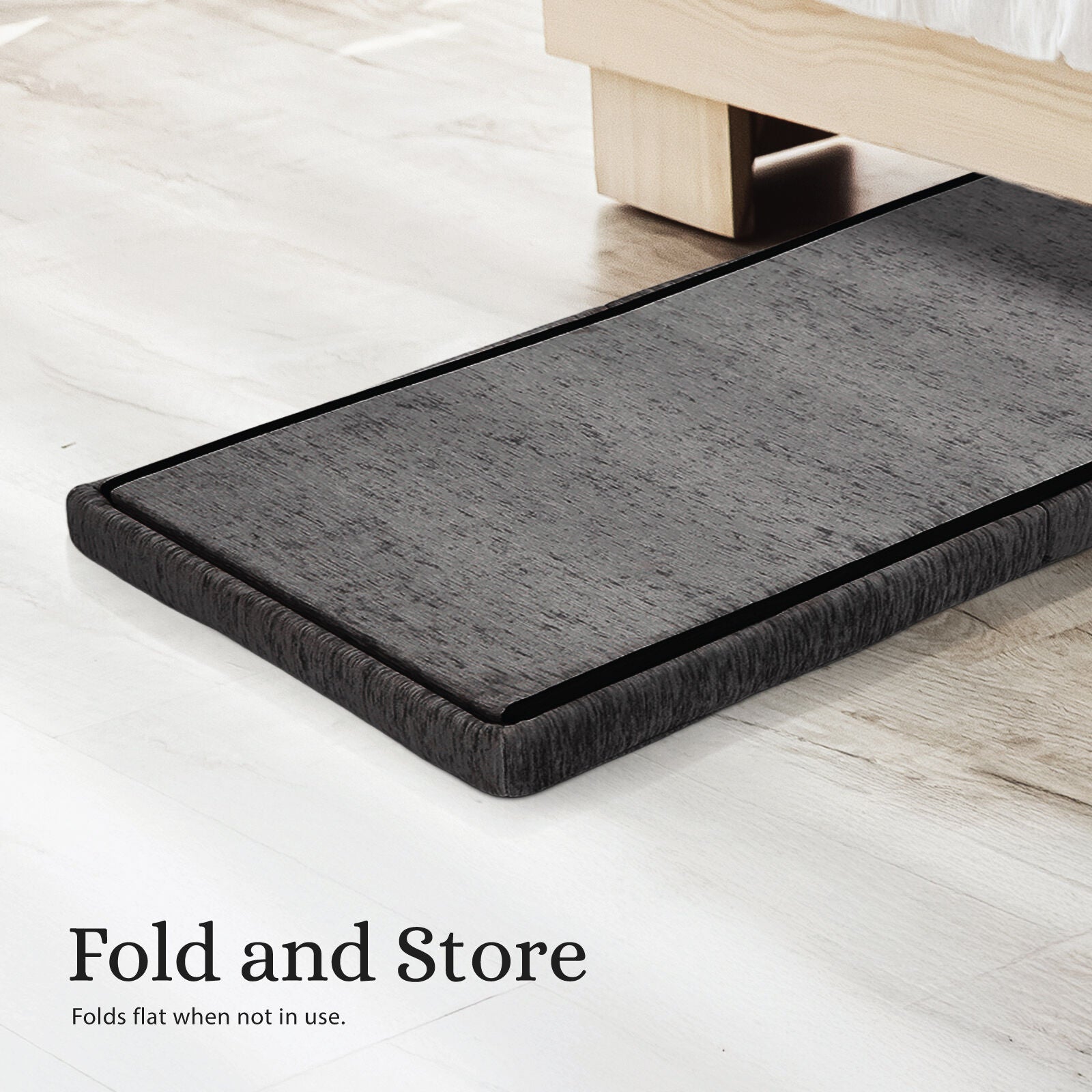 Foldable Storage Ottoman - Flip Lid Side Table Toy Blanket Organiser Seat KIRA BLACK V274-FT-BL-231611BE-BK