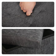 Foldable Storage Ottoman - Flip Lid Side Table Toy Blanket Organiser Seat KIRA BLACK V274-FT-BL-231611BE-BK