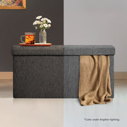 Foldable Storage Ottoman - Flip Lid Side Table Toy Blanket Organiser Seat KIRA BLACK V274-FT-BL-231611BE-BK