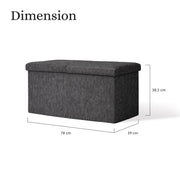 Foldable Storage Ottoman - Flip Lid Side Table Toy Blanket Organiser Seat KIRA BLACK V274-FT-BL-231611BE-BK