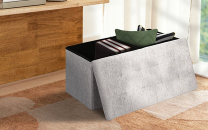Foldable Storage Ottoman - Flip Lid Side Table Toy Blanket Organiser Seat KIRA GREY V274-FT-BL-231611BE-GY