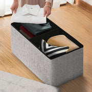 Foldable Storage Ottoman - Flip Lid Side Table Toy Blanket Organiser Seat KIRA GREY V274-FT-BL-231611BE-GY