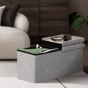 Foldable Storage Ottoman - Flip Lid Side Table Toy Blanket Organiser Seat KIRA GREY V274-FT-BL-231611BE-GY