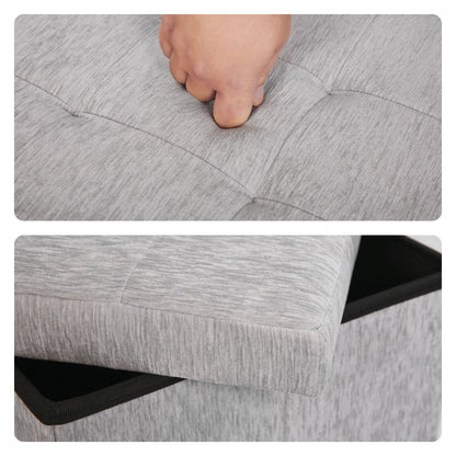 Foldable Storage Ottoman - Flip Lid Side Table Toy Blanket Organiser Seat KIRA GREY V274-FT-BL-231611BE-GY