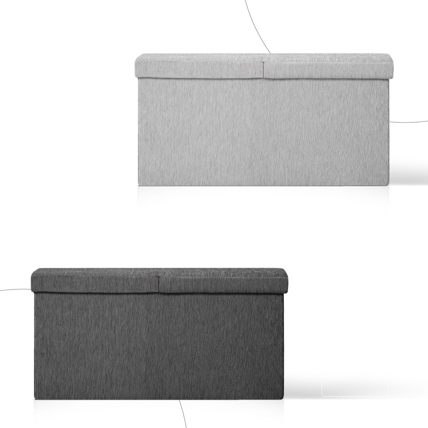 Foldable Storage Ottoman - Flip Lid Side Table Toy Blanket Organiser Seat KIRA GREY V274-FT-BL-231611BE-GY
