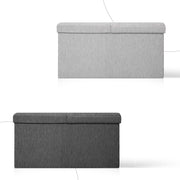Foldable Storage Ottoman - Flip Lid Side Table Toy Blanket Organiser Seat KIRA GREY V274-FT-BL-231611BE-GY
