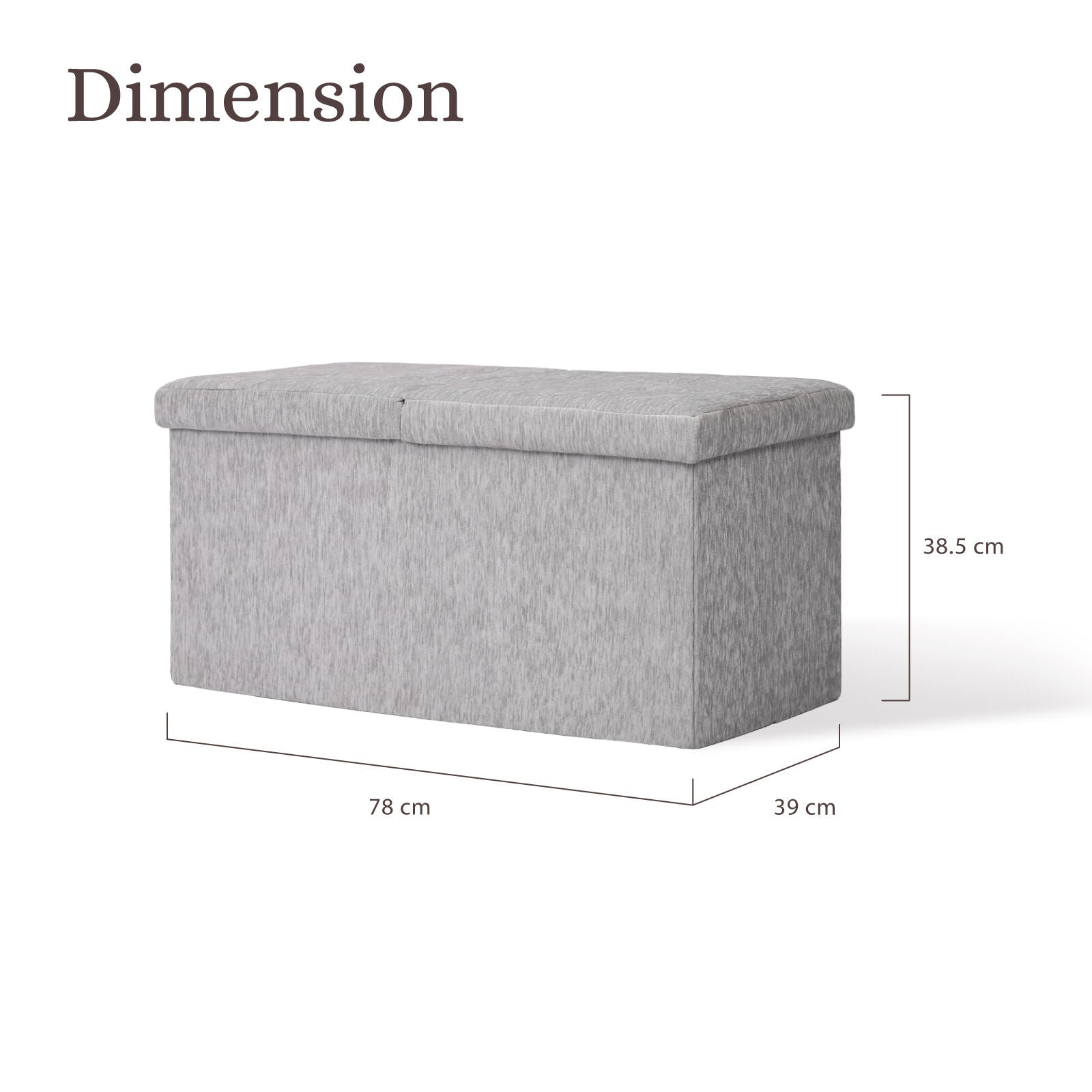 Foldable Storage Ottoman - Flip Lid Side Table Toy Blanket Organiser Seat KIRA GREY V274-FT-BL-231611BE-GY