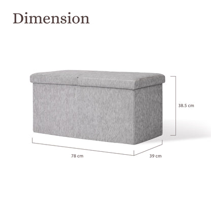 Foldable Storage Ottoman - Flip Lid Side Table Toy Blanket Organiser Seat KIRA GREY V274-FT-BL-231611BE-GY