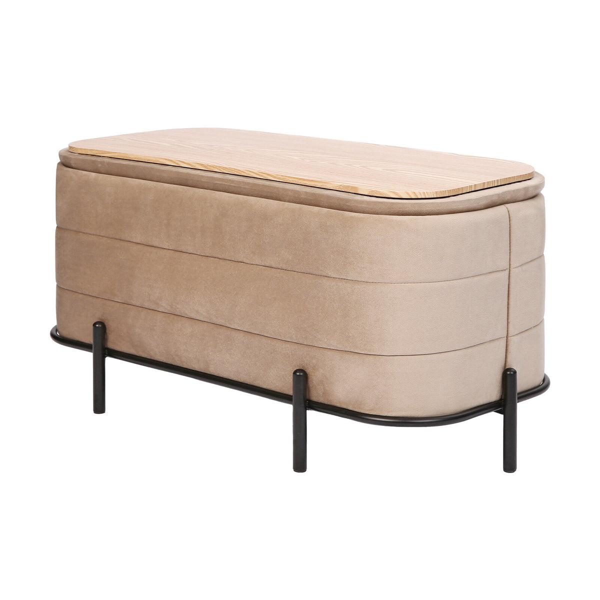 La Bella Coffee Table Storage Ottoman - Velvet Blanket Box Bench DEMI - CAMEL BEIGE V274-FT-BL-241023KE-LBN