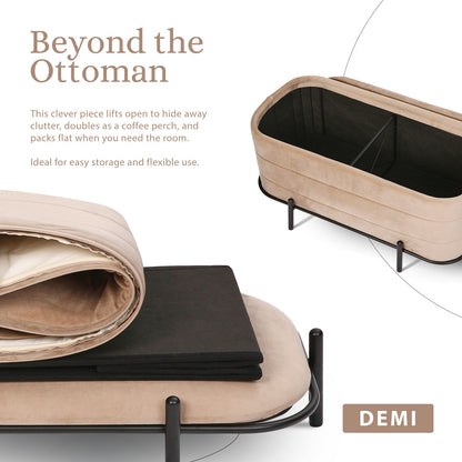 La Bella Coffee Table Storage Ottoman - Velvet Blanket Box Bench DEMI - CAMEL BEIGE V274-FT-BL-241023KE-LBN