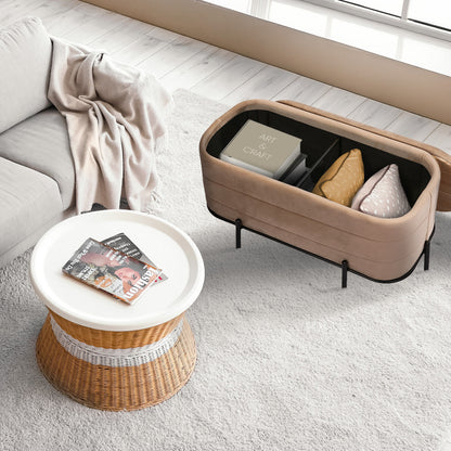 La Bella Coffee Table Storage Ottoman - Velvet Blanket Box Bench DEMI - CAMEL BEIGE V274-FT-BL-241023KE-LBN