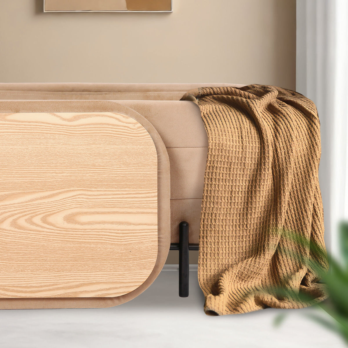La Bella Coffee Table Storage Ottoman - Velvet Blanket Box Bench DEMI - CAMEL BEIGE V274-FT-BL-241023KE-LBN