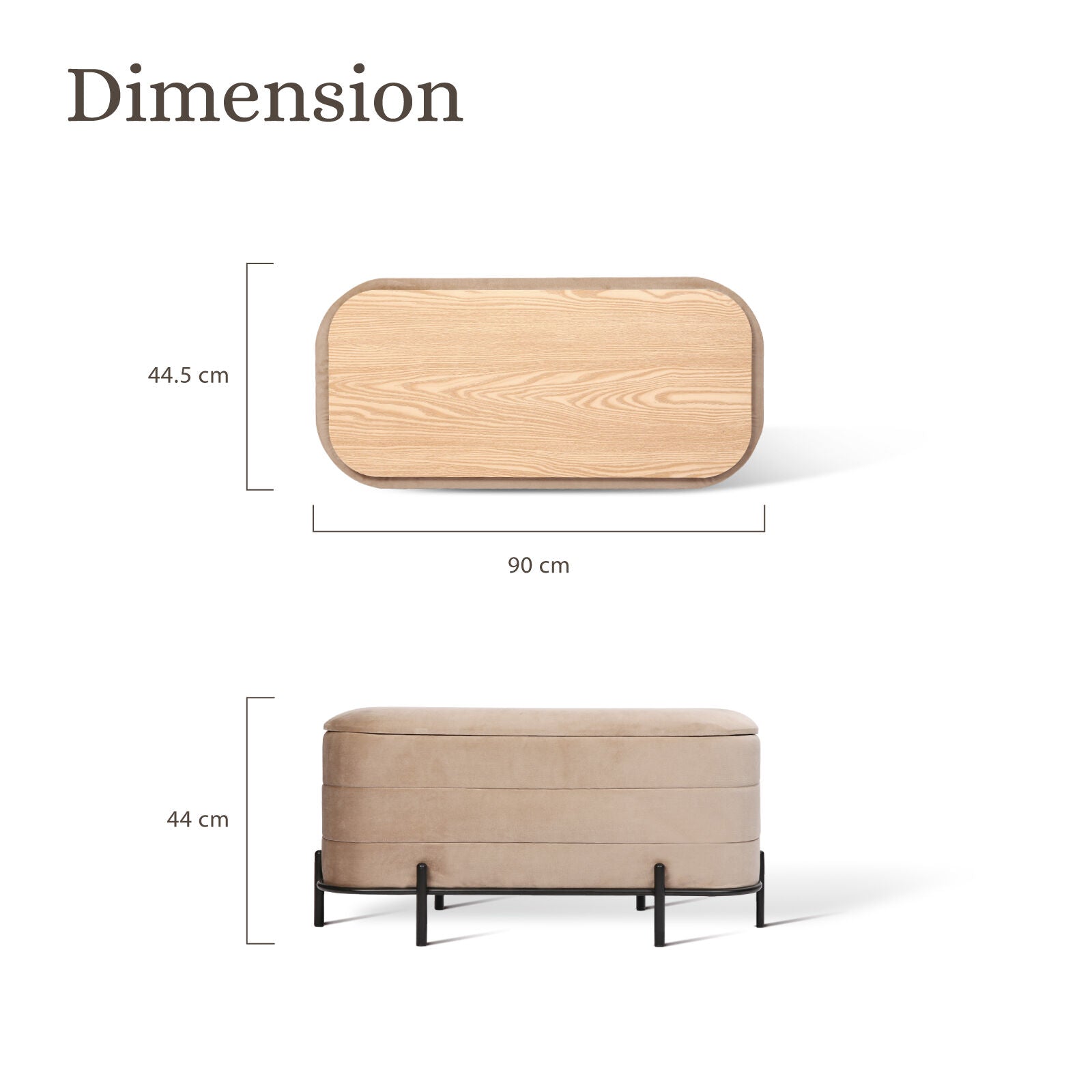 La Bella Coffee Table Storage Ottoman - Velvet Blanket Box Bench DEMI - CAMEL BEIGE V274-FT-BL-241023KE-LBN