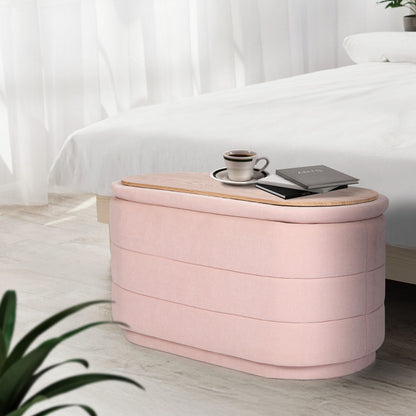 Coffee Table Storage Ottoman - Chenille Fabic Padded Blanket Box Bench CELIA - PINK V274-FT-BL-250105KE-PK