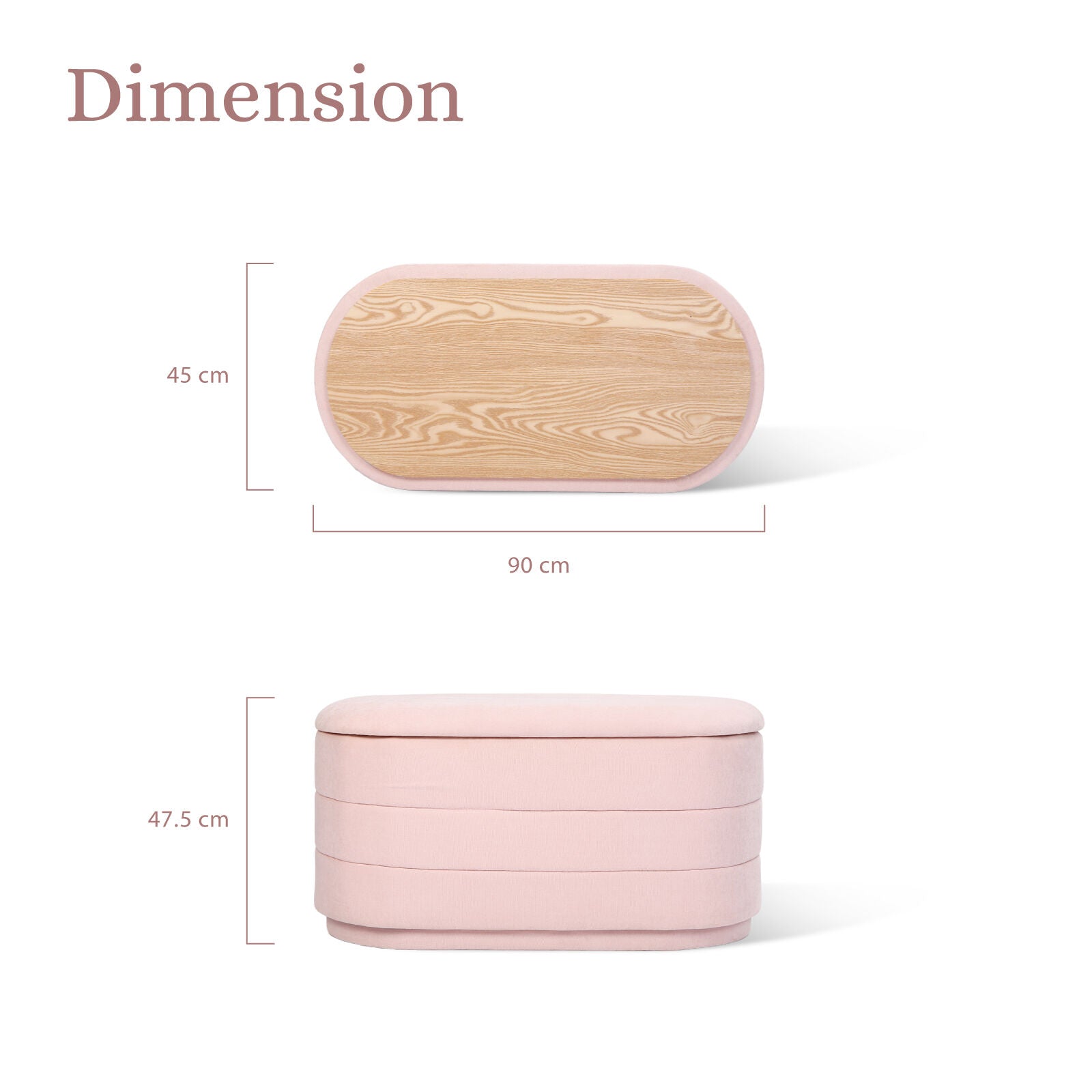 Coffee Table Storage Ottoman - Chenille Fabic Padded Blanket Box Bench CELIA - PINK V274-FT-BL-250105KE-PK