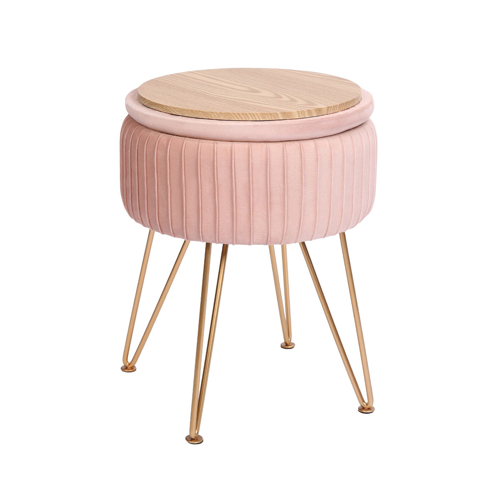 Side Table Storage Ottoman - Velvet Padded Stool Vanity Footstool REMY PINK V274-FT-BL-250106-PK