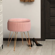 Side Table Storage Ottoman - Velvet Padded Stool Vanity Footstool REMY PINK V274-FT-BL-250106-PK