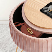 Side Table Storage Ottoman - Velvet Padded Stool Vanity Footstool REMY PINK V274-FT-BL-250106-PK