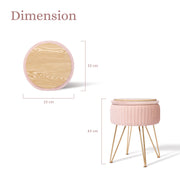 Side Table Storage Ottoman - Velvet Padded Stool Vanity Footstool REMY PINK V274-FT-BL-250106-PK