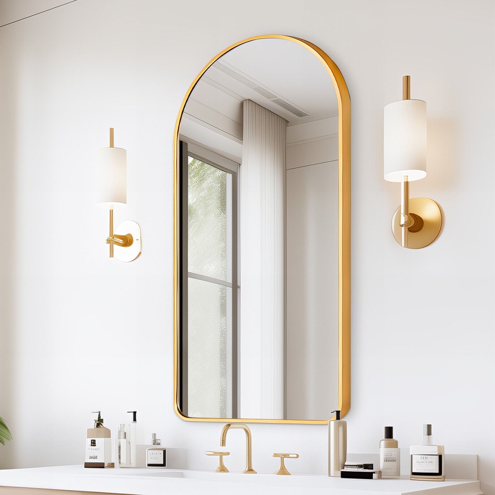 Wall Arch Mirror Arc Aluminum Frame Bathroom 50x100cm GOLD V274-FT-BM-ALUAC-GD50100