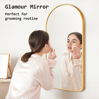 Wall Arch Mirror Arc Aluminum Frame Bathroom 50x100cm GOLD V274-FT-BM-ALUAC-GD50100