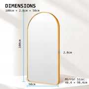 Wall Arch Mirror Arc Aluminum Frame Bathroom 50x100cm GOLD V274-FT-BM-ALUAC-GD50100