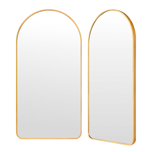 2 Set Wall Arch Mirror Arc Aluminum Frame Bathroom 50x100cm GOLD V274-FT-BM-ALUAC-GD50100-X2