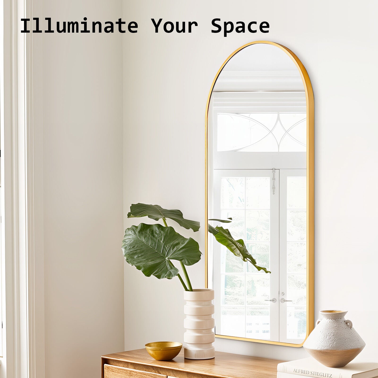 2 Set Wall Arch Mirror Arc Aluminum Frame Bathroom 50x100cm GOLD V274-FT-BM-ALUAC-GD50100-X2