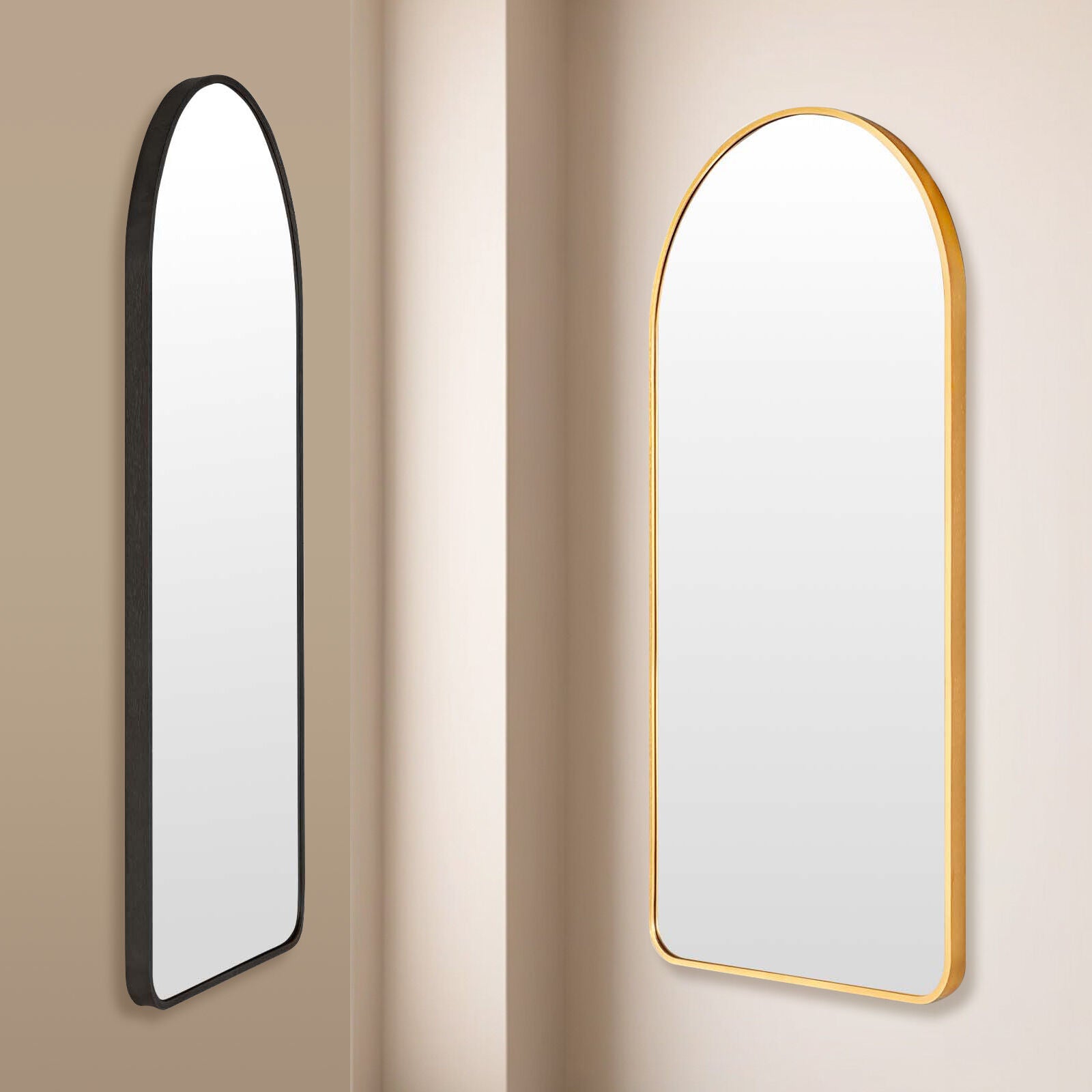 2 Set Wall Arch Mirror Arc Aluminum Frame Bathroom 50x100cm GOLD V274-FT-BM-ALUAC-GD50100-X2