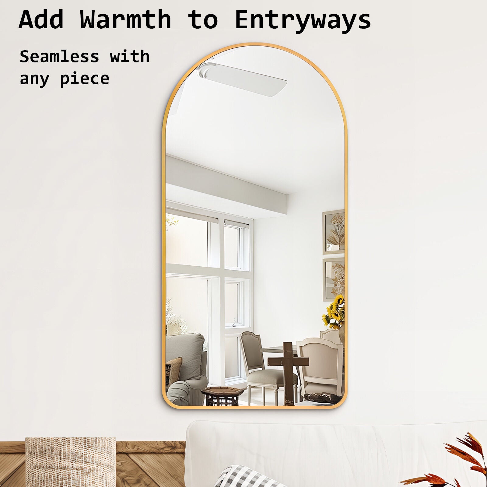 2 Set Wall Arch Mirror Arc Aluminum Frame Bathroom 50x100cm GOLD V274-FT-BM-ALUAC-GD50100-X2