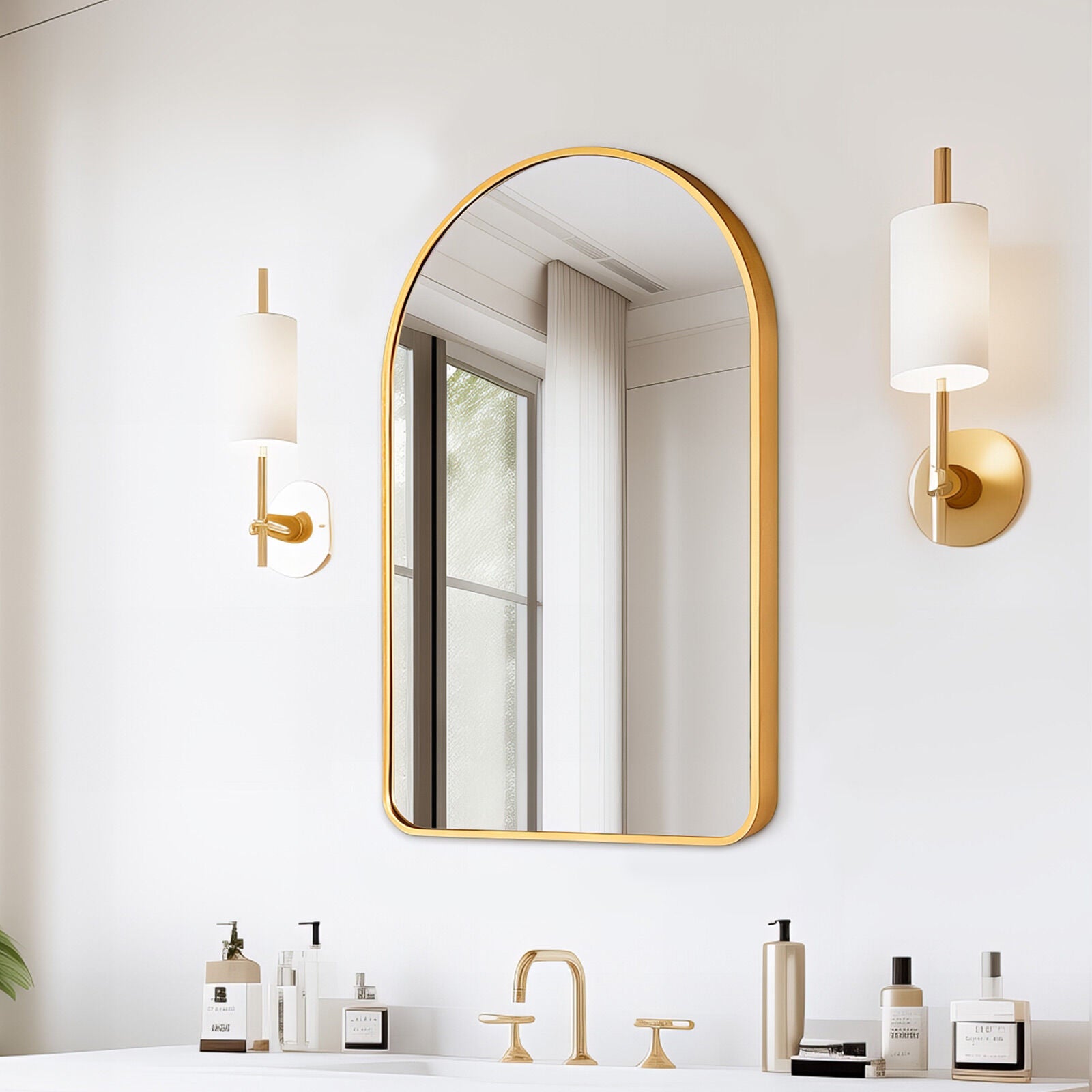 Wall Arch Mirror Arc Aluminum Frame Bathroom 50x80cm GOLD V274-FT-BM-ALUAC-GD5080