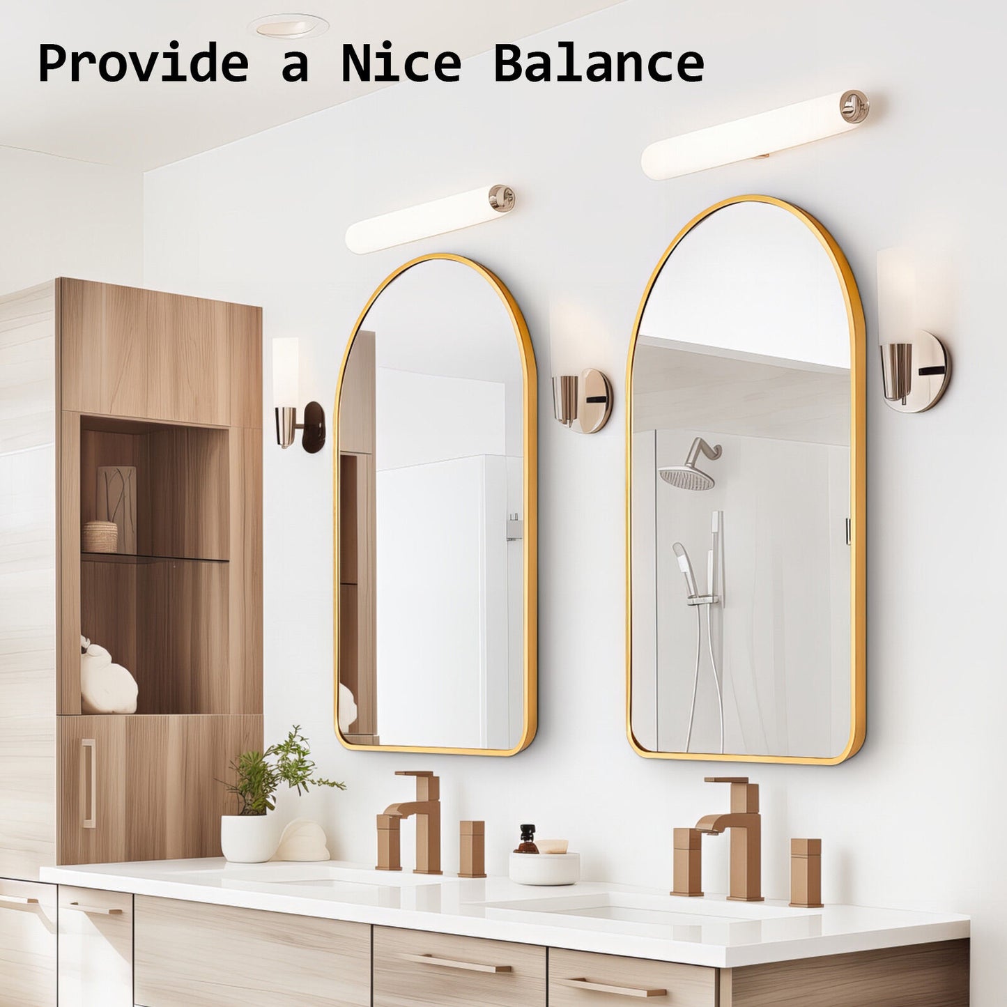 Wall Arch Mirror Arc Aluminum Frame Bathroom 50x80cm GOLD V274-FT-BM-ALUAC-GD5080