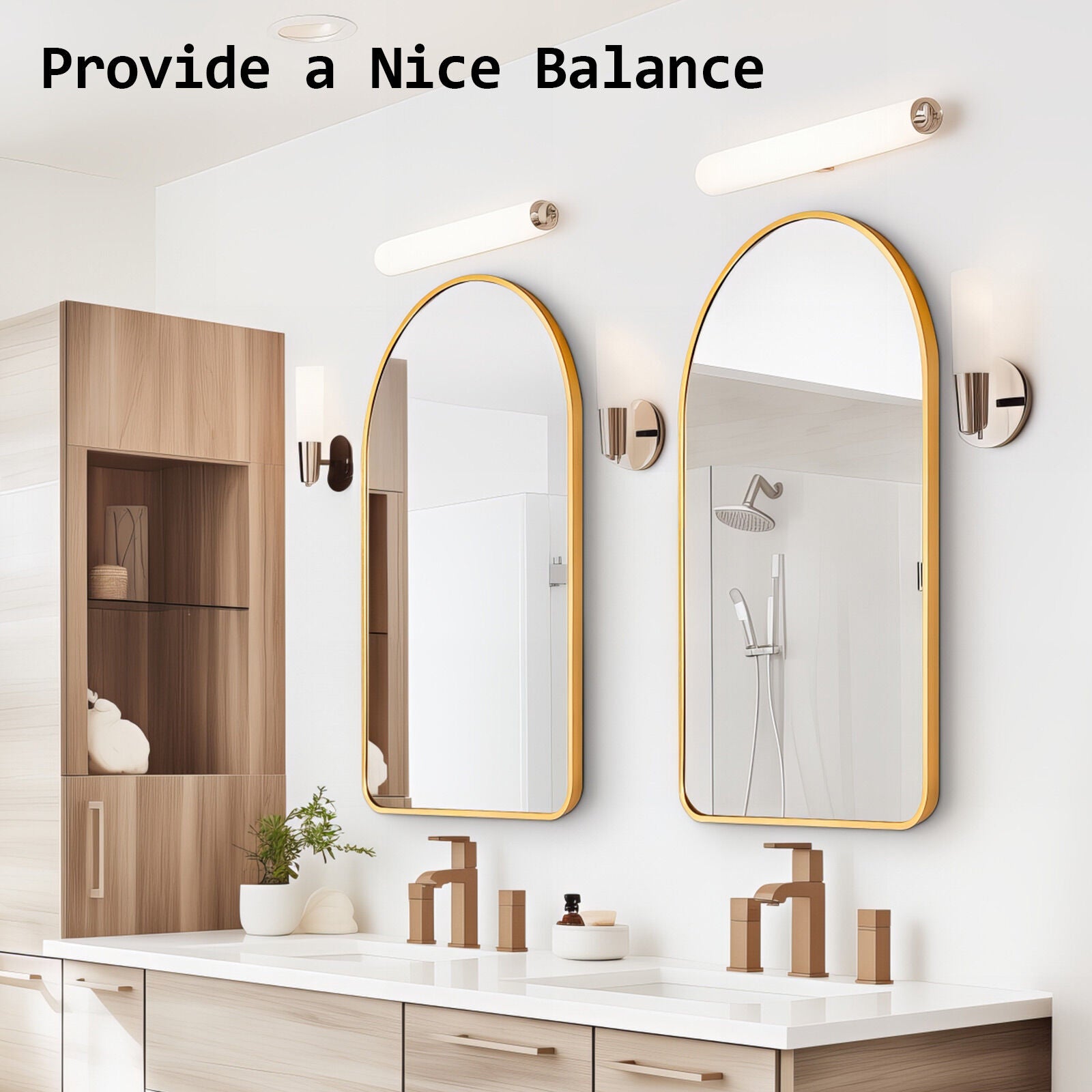Wall Arch Mirror Arc Aluminum Frame Bathroom 50x80cm GOLD V274-FT-BM-ALUAC-GD5080