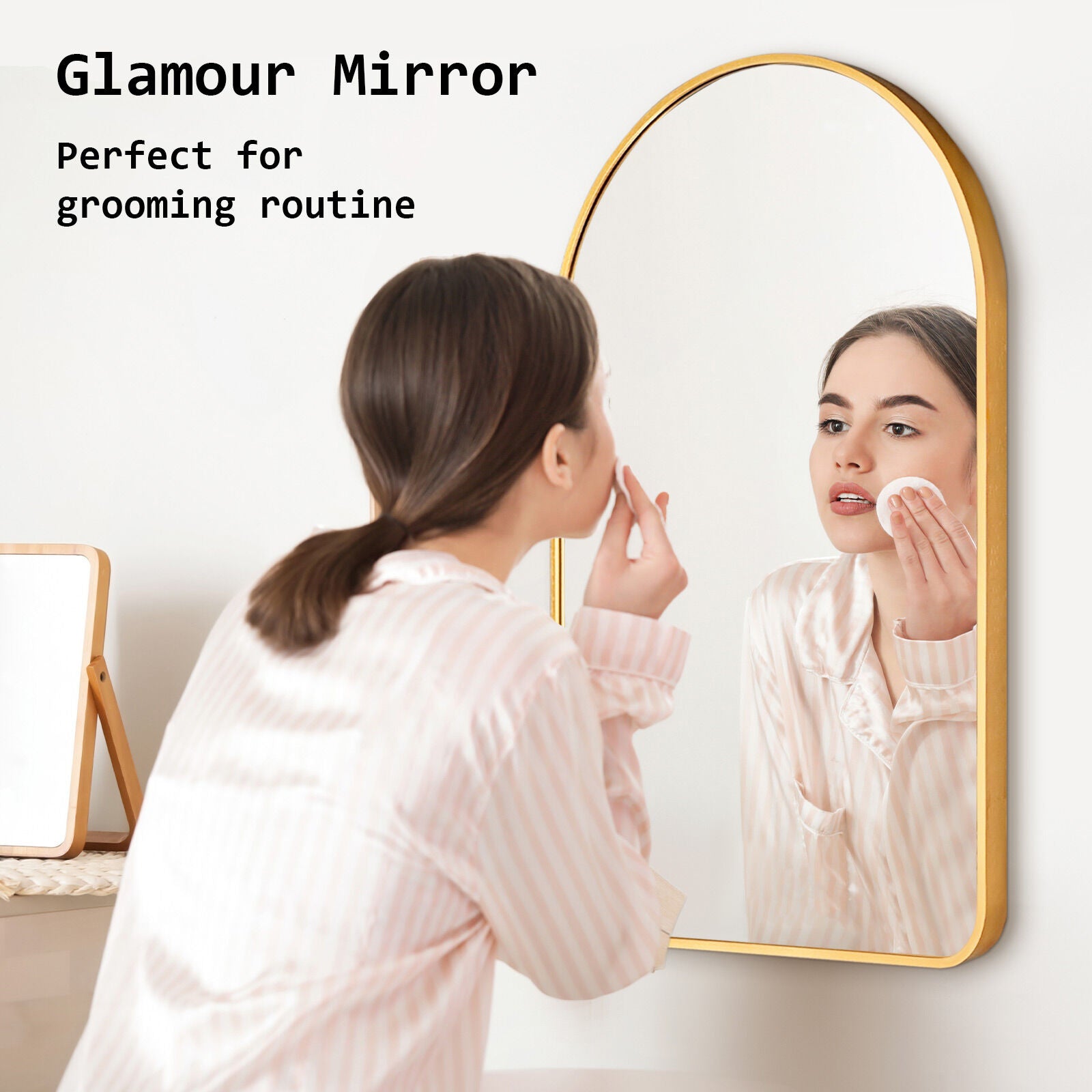 Wall Arch Mirror Arc Aluminum Frame Bathroom 50x80cm GOLD V274-FT-BM-ALUAC-GD5080