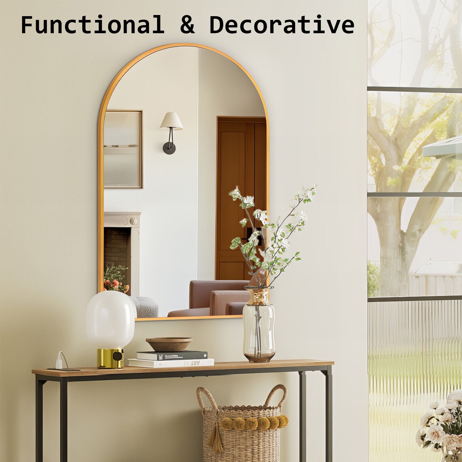 Wall Arch Mirror Arc Aluminum Frame Bathroom 50x80cm GOLD V274-FT-BM-ALUAC-GD5080