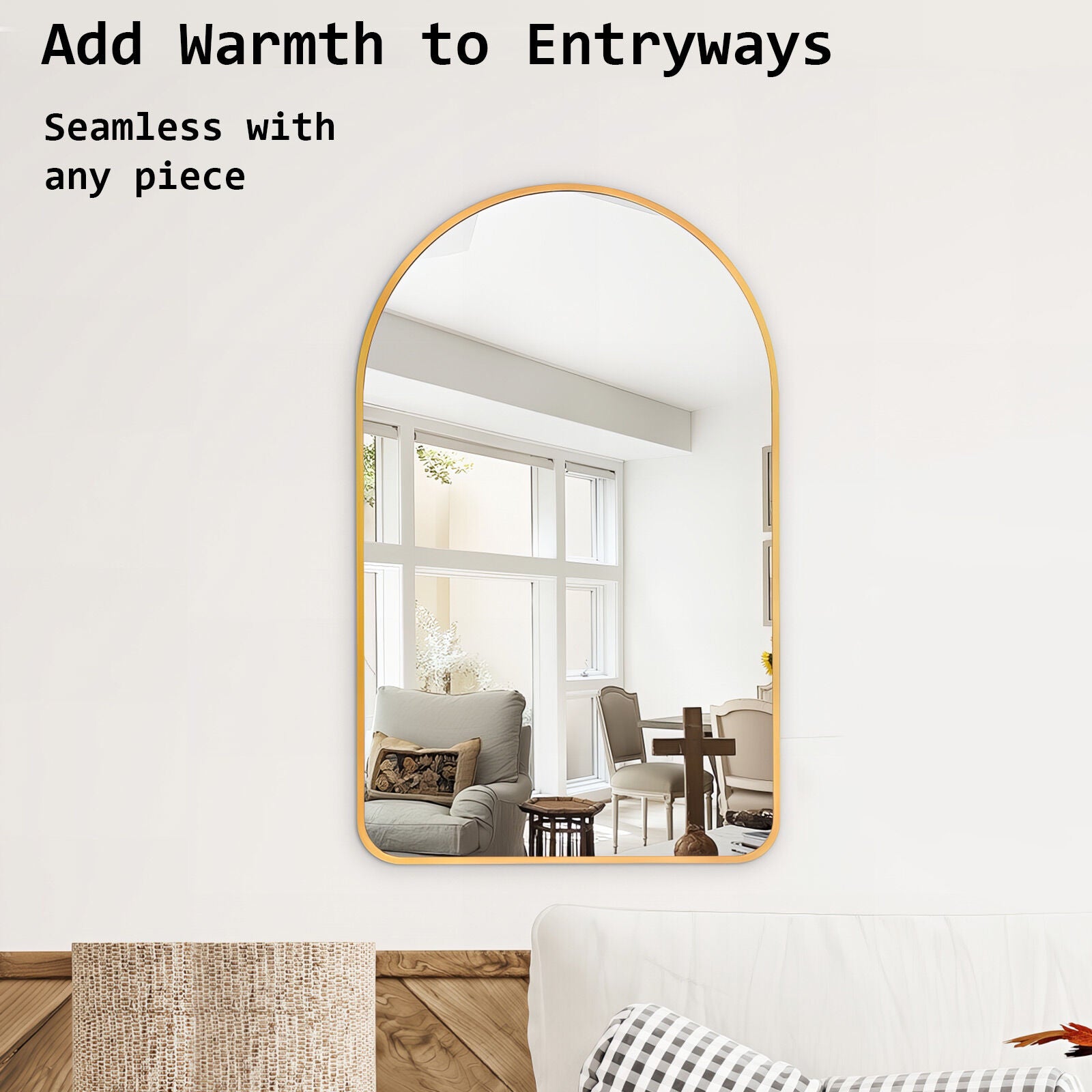 Wall Arch Mirror Arc Aluminum Frame Bathroom 50x80cm GOLD V274-FT-BM-ALUAC-GD5080