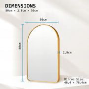 Wall Arch Mirror Arc Aluminum Frame Bathroom 50x80cm GOLD V274-FT-BM-ALUAC-GD5080