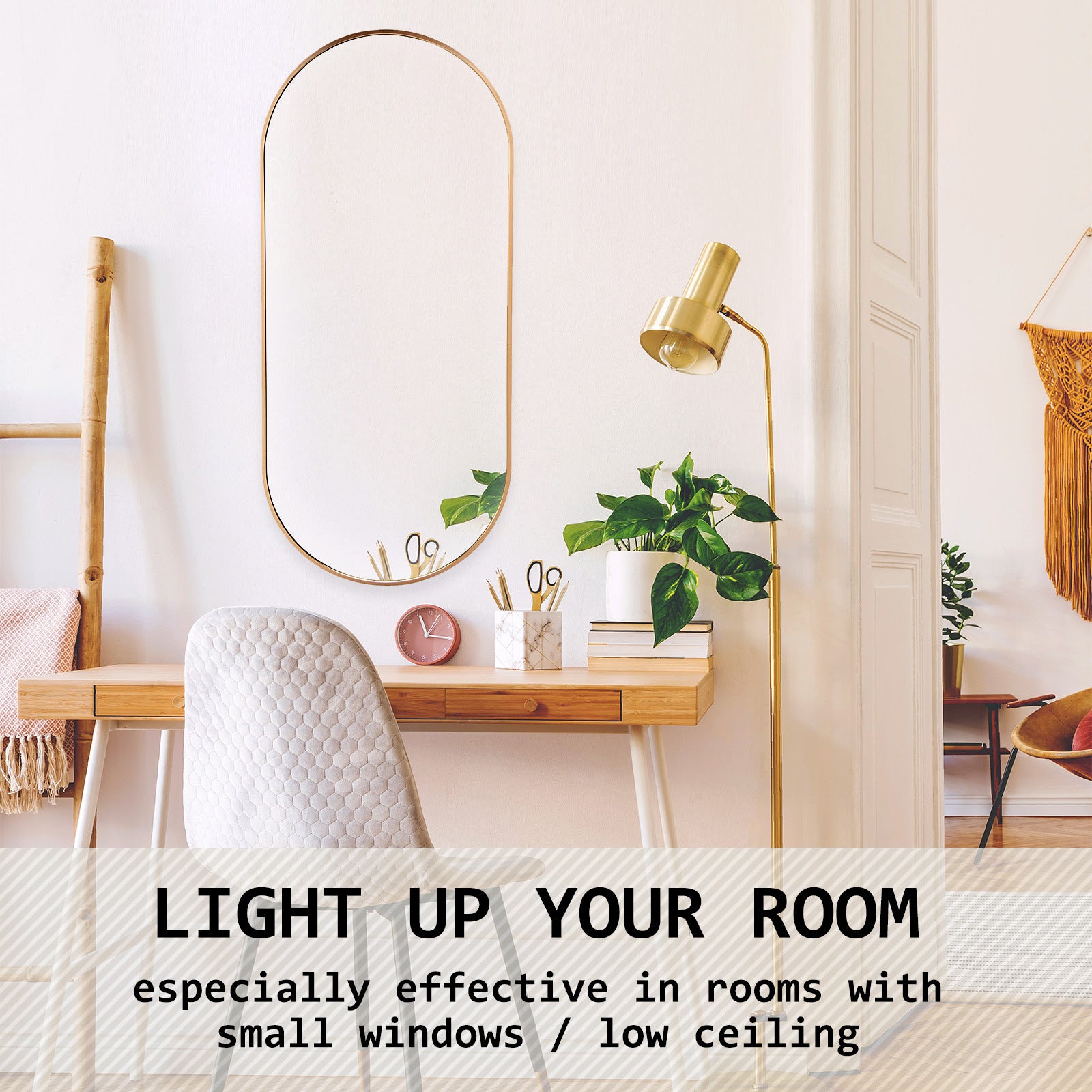 Wall Mirror Oval Aluminum Frame Bathroom 45x100cm GOLD V274-FT-BM-ALUOV-GLD45100